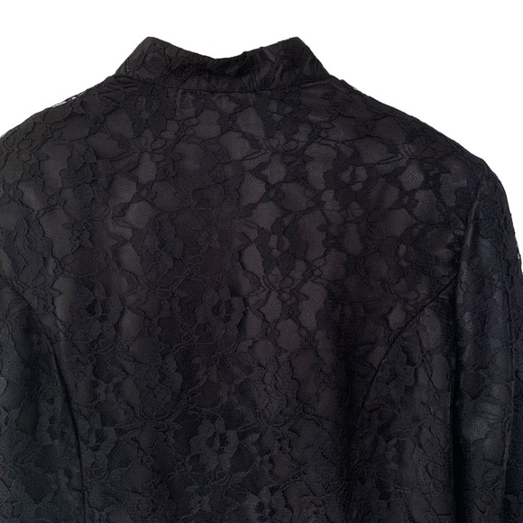 Vtg Y2K Black Lace Blazer Size 14 Women’s Glam Punk Rock Classic Witchy Romantic - Picture 7 of 12
